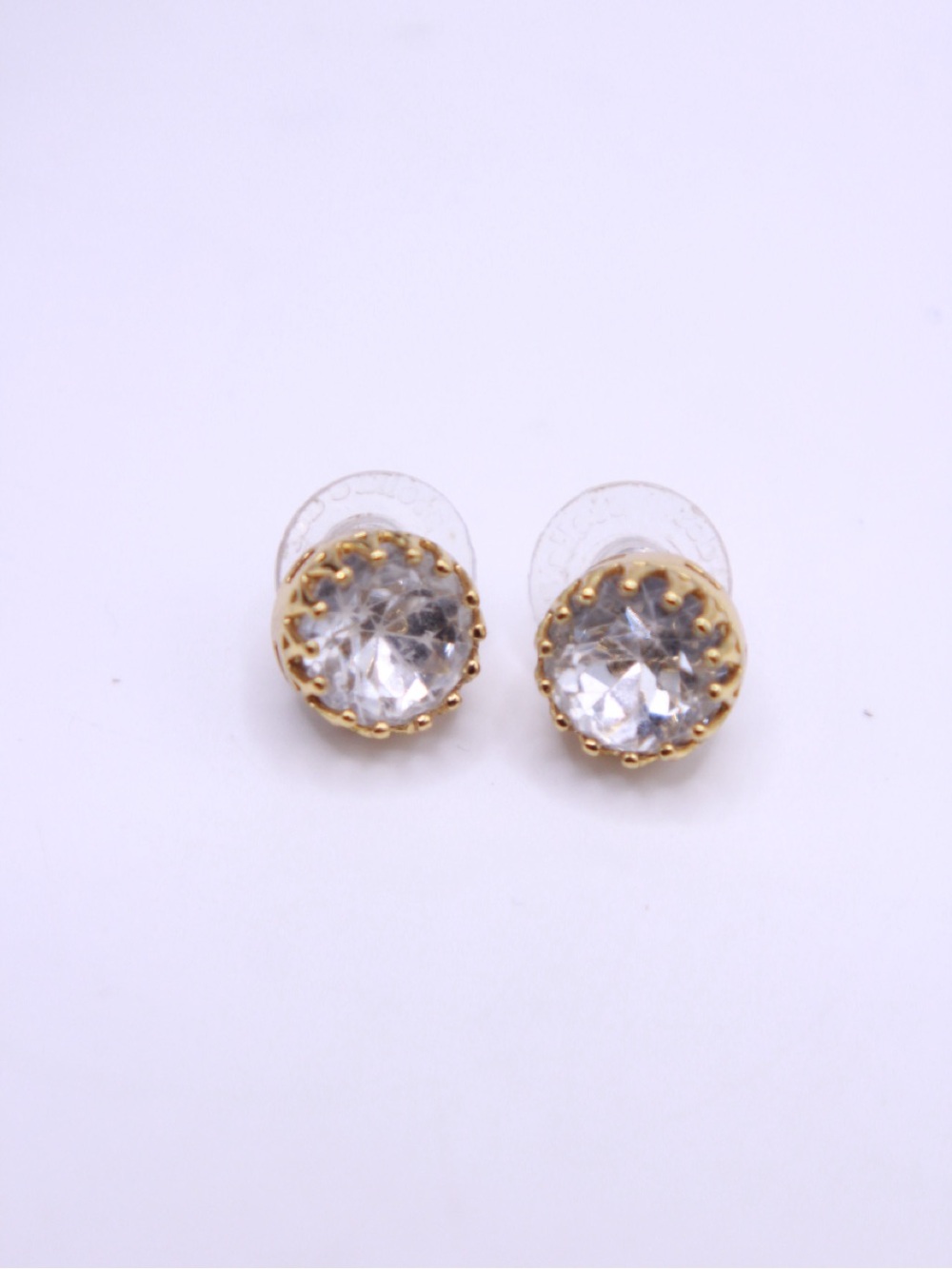 Stella & Dot Nancy Gold Stud Earrings - Clear Crystal Crown